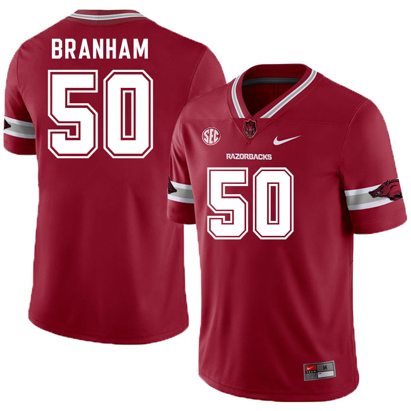 Men #50 Kobe Branham Arkansas Razorbacks College Football Jerseys Stitched-Alternate Cardinal